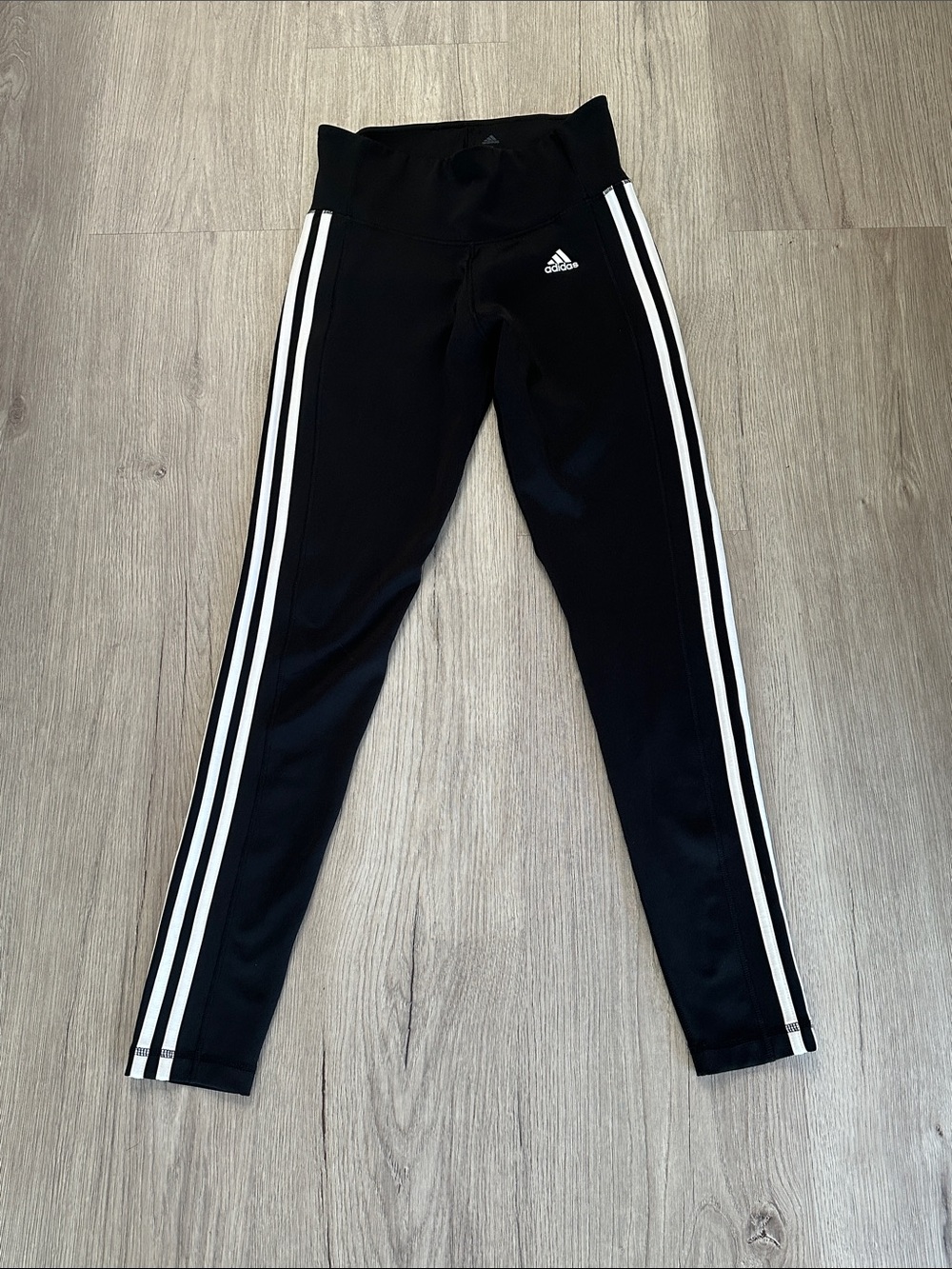 adidas Black Leggings with White 3-Stripes